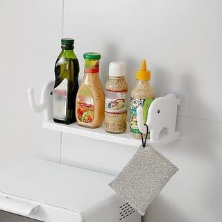 Self Adhesive Wall Shelf for Kitchen Bathroom Entryway | Stand Holder Plastic Wall Shelf