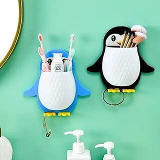 Toothpaste Holder Wall Mounted | Self Toothbrush & Mobile Stand | Plastic Toothbrush Organizer | Multicolor Wall Mount