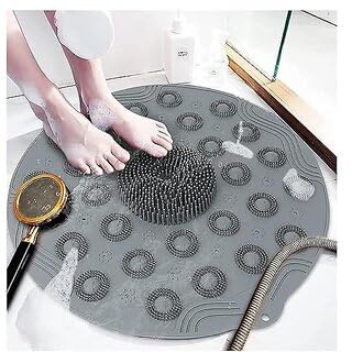 Bathroom Mat | Non-Slip Suction Cup Round Silicone Bath Blanket