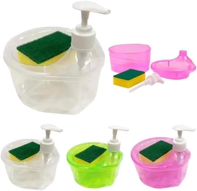 Double Layer Liquid Soap Dispenser with Pump and Sponge