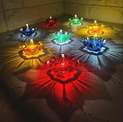 Revolt Rise 3D Reusable Reflective Shadow Colourful Diya (Pack of 4/12/24)