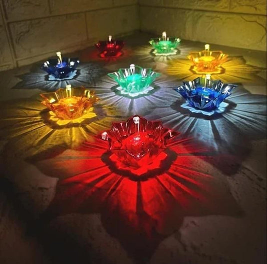 Revolt Rise 3D Reusable Reflective Shadow Colourful Diya (Pack of 4/12/24)