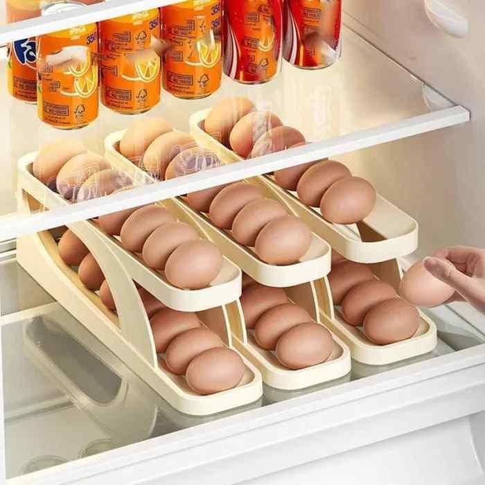 Automatically Rolling Egg Holder Container Display Rack