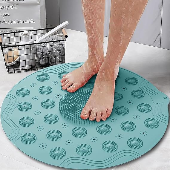 Bathroom Mat | Non-Slip Suction Cup Round Silicone Bath Blanket