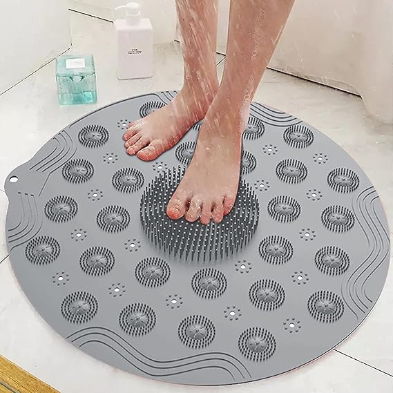 Bathroom Mat | Non-Slip Suction Cup Round Silicone Bath Blanket